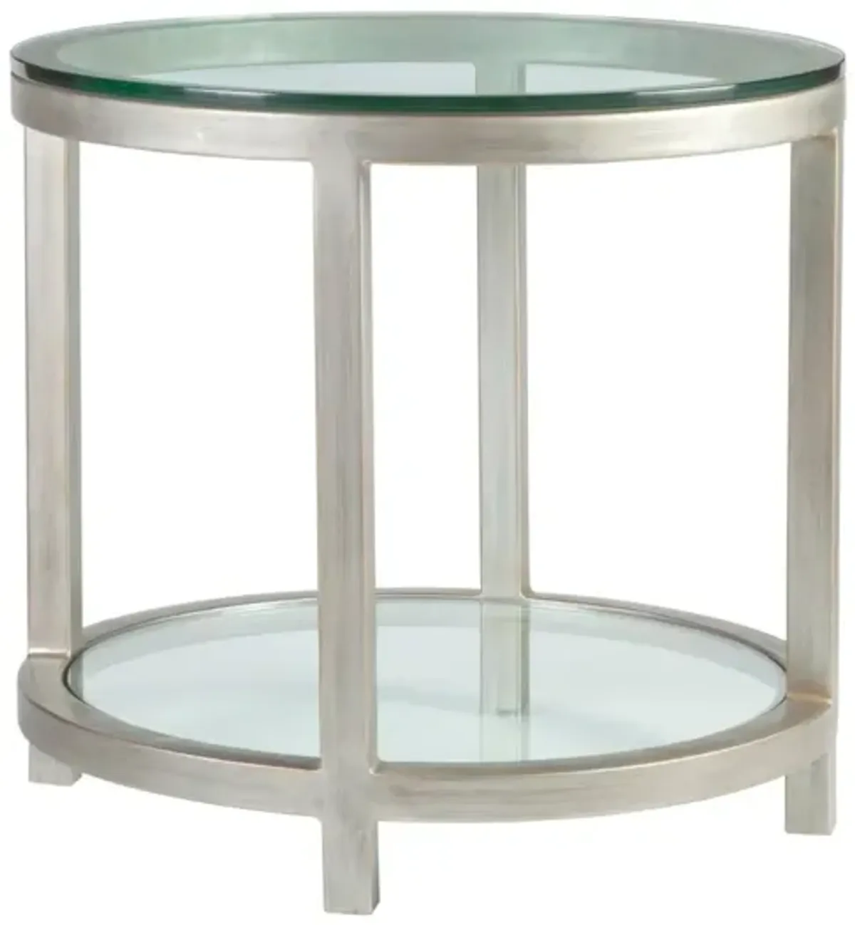 Artistica Home by Lexington Metal Designs Per Se 28 Inch Round Metal End Table Silver/Gold/Clear