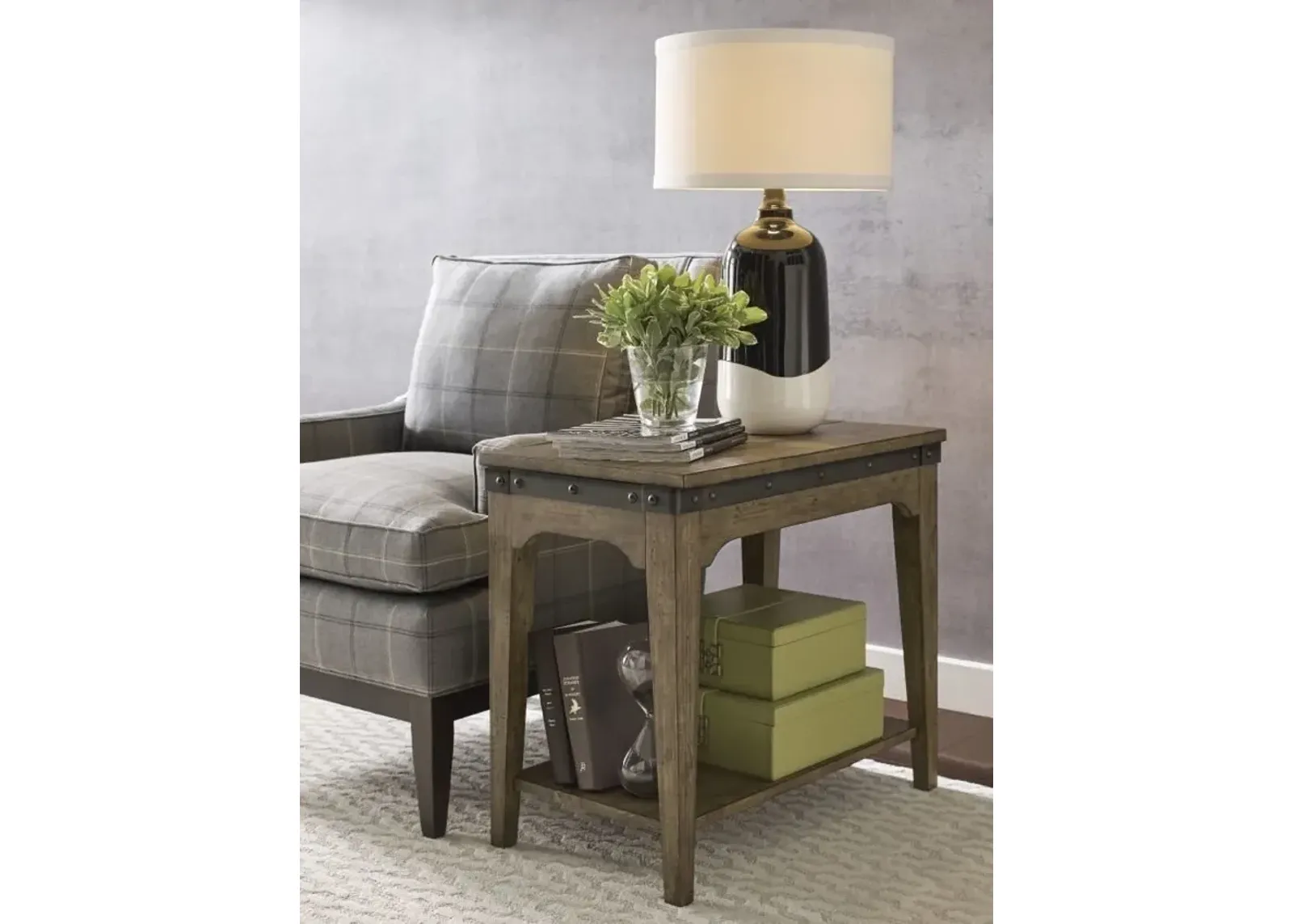 Kincaid Plank Road Artisans Chairside Table in Stone