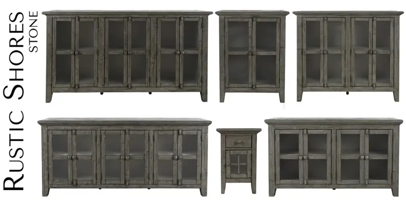 RUSTIC SHORES 6 DOOR HIGH CABINET STONE