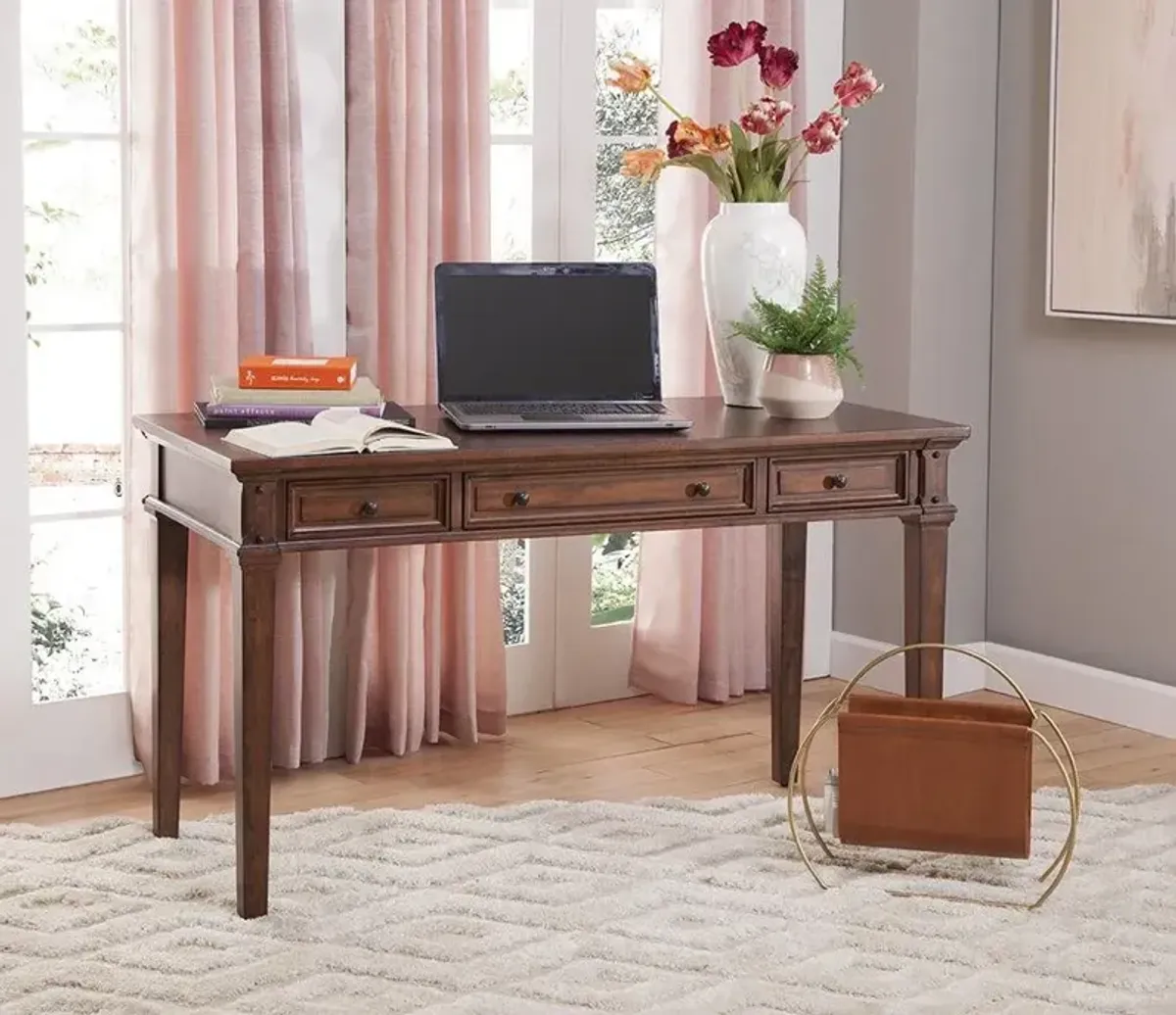 American Woodcrafters Sedona 50 Inch Writing Desk Cinnamon Cherry