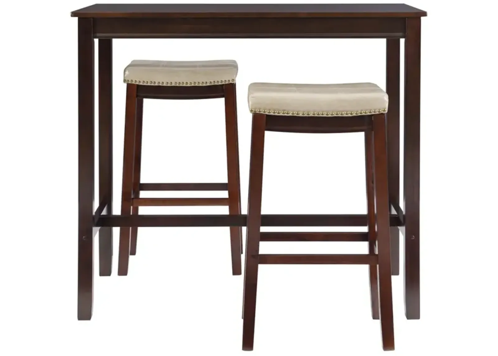 Linon Claridge 3-Piece Brown/Beige Bar Stools & Table Set