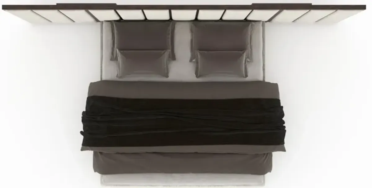 Casa Inspirata Colonna Wall King Bed in Brunette Dark Brown Wood Finish