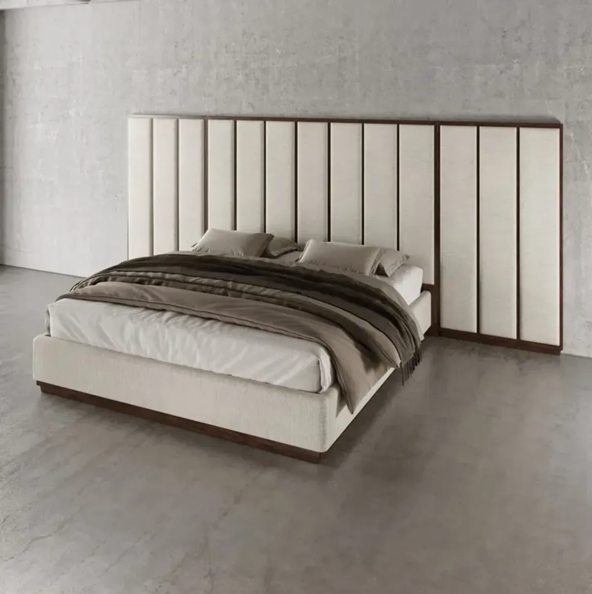 Casa Inspirata Colonna Wall King Bed in Brunette Dark Brown Wood Finish