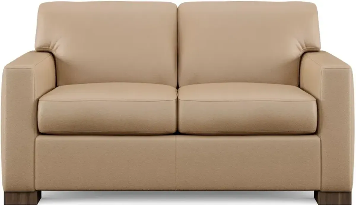 Flexsteel Bryant Beige Leather Loveseat