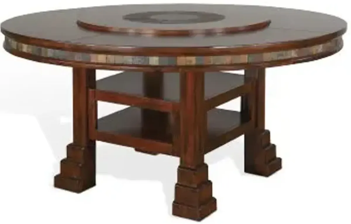 Sunny Designs Santa Fe Dark Chocolate 60 Inch Round Dining Table with Lazy Susan