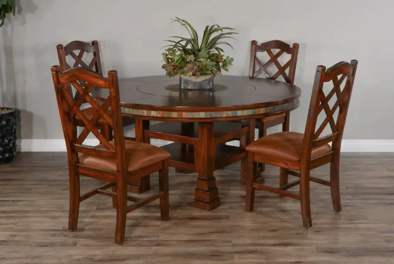 SANTA FE DARK CHOCOLATE 60 INCH ROUND DINING TABLE WITH LAZY SUSAN