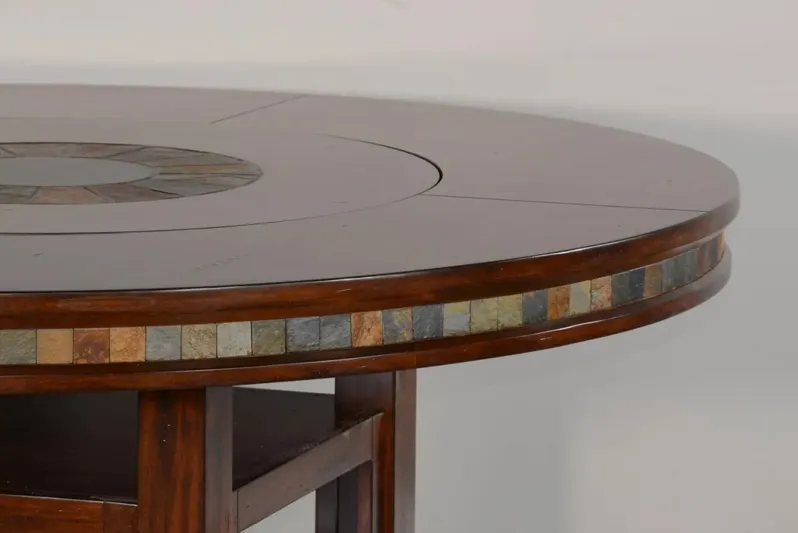 SANTA FE DARK CHOCOLATE 60 INCH ROUND DINING TABLE WITH LAZY SUSAN