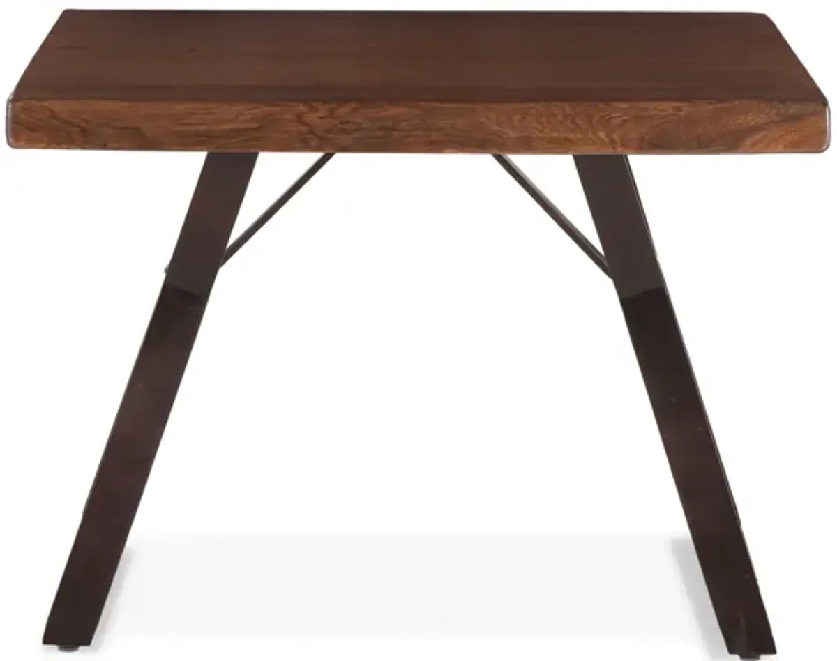 Home Trends Design London Loft 23-Inch Acacia Wood Live Edge Side Table in Walnut Finish