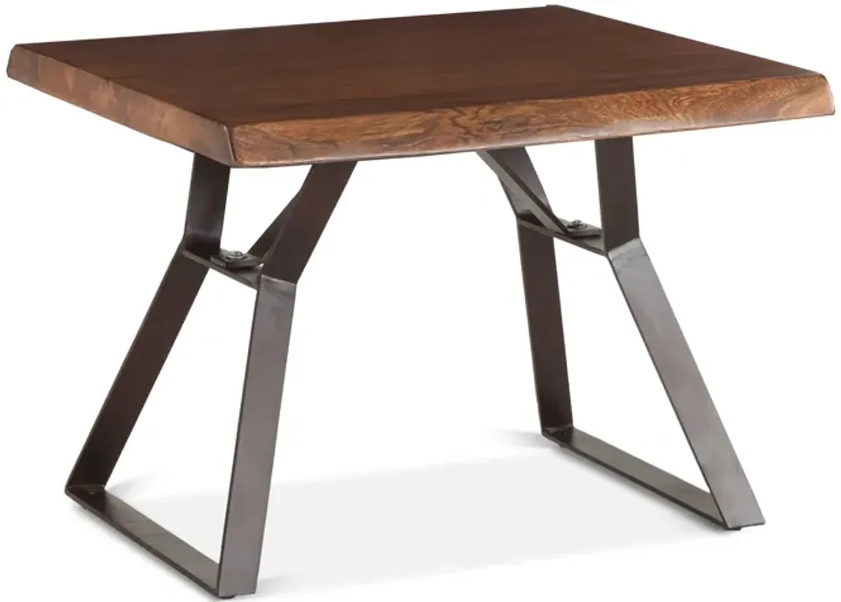 Home Trends Design London Loft 23-Inch Acacia Wood Live Edge Side Table in Walnut Finish