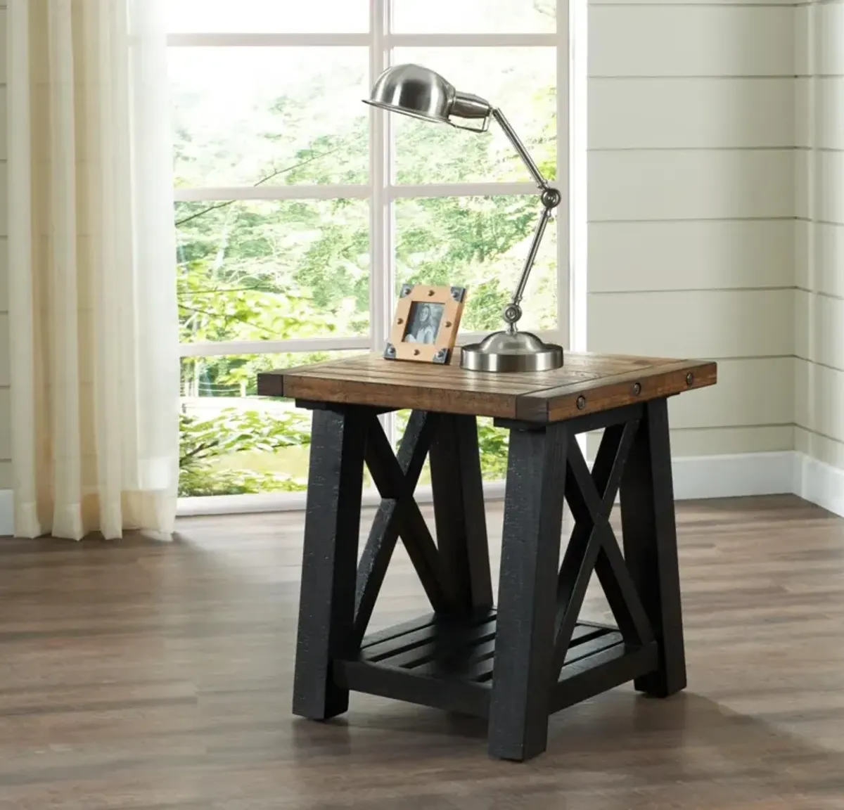 Martin Svensson Bolton Solid Wood End Table in Black Stain & Natural