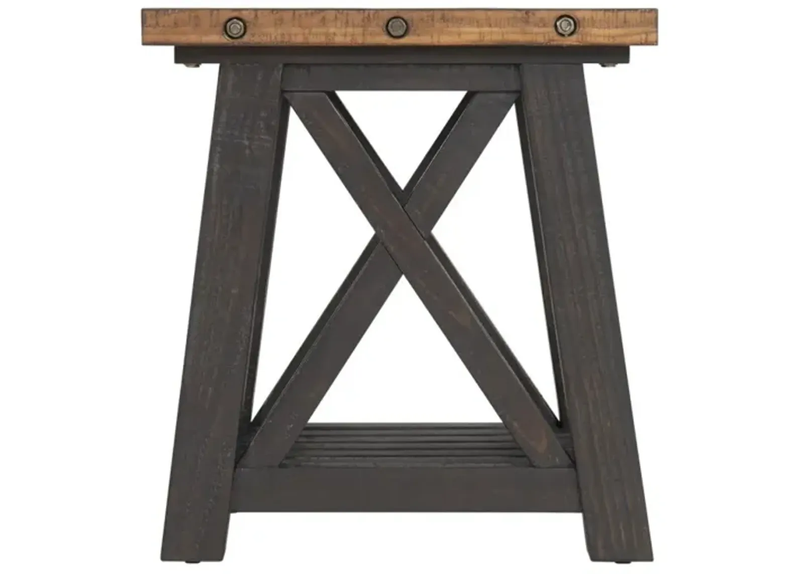 BOLTON SOLID WOOD END TABLE IN BLACK STAIN & NATURAL