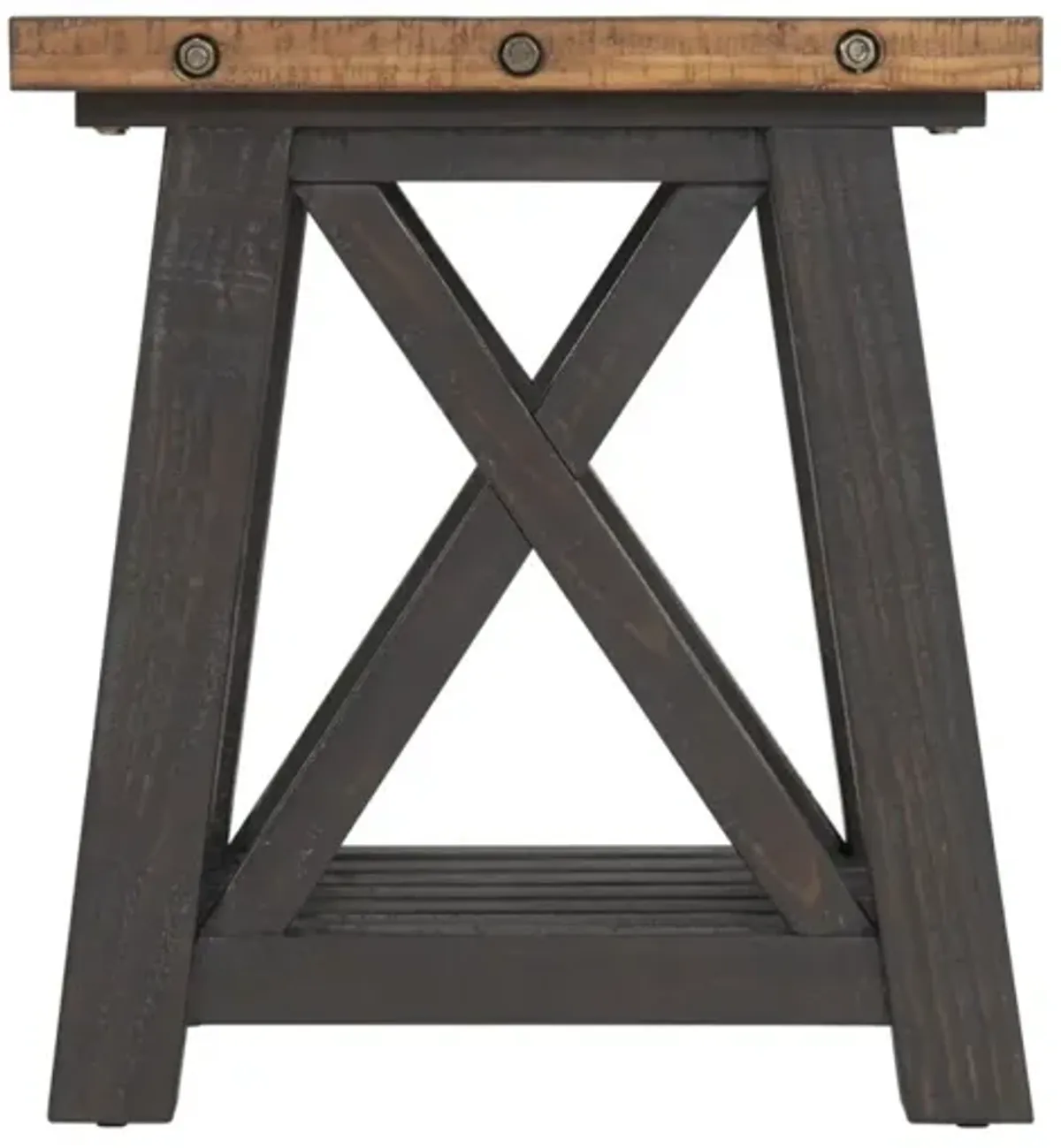 BOLTON SOLID WOOD END TABLE IN BLACK STAIN & NATURAL