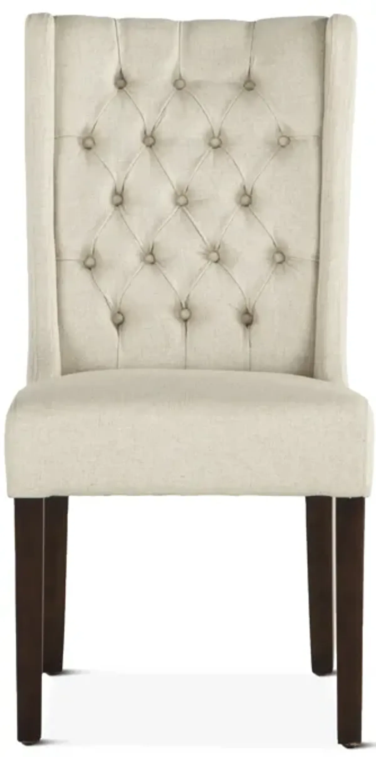 Home Trends Design Classic Tufted Off-White Linen Highback Upholstered Dining Chair with Walnut Legs