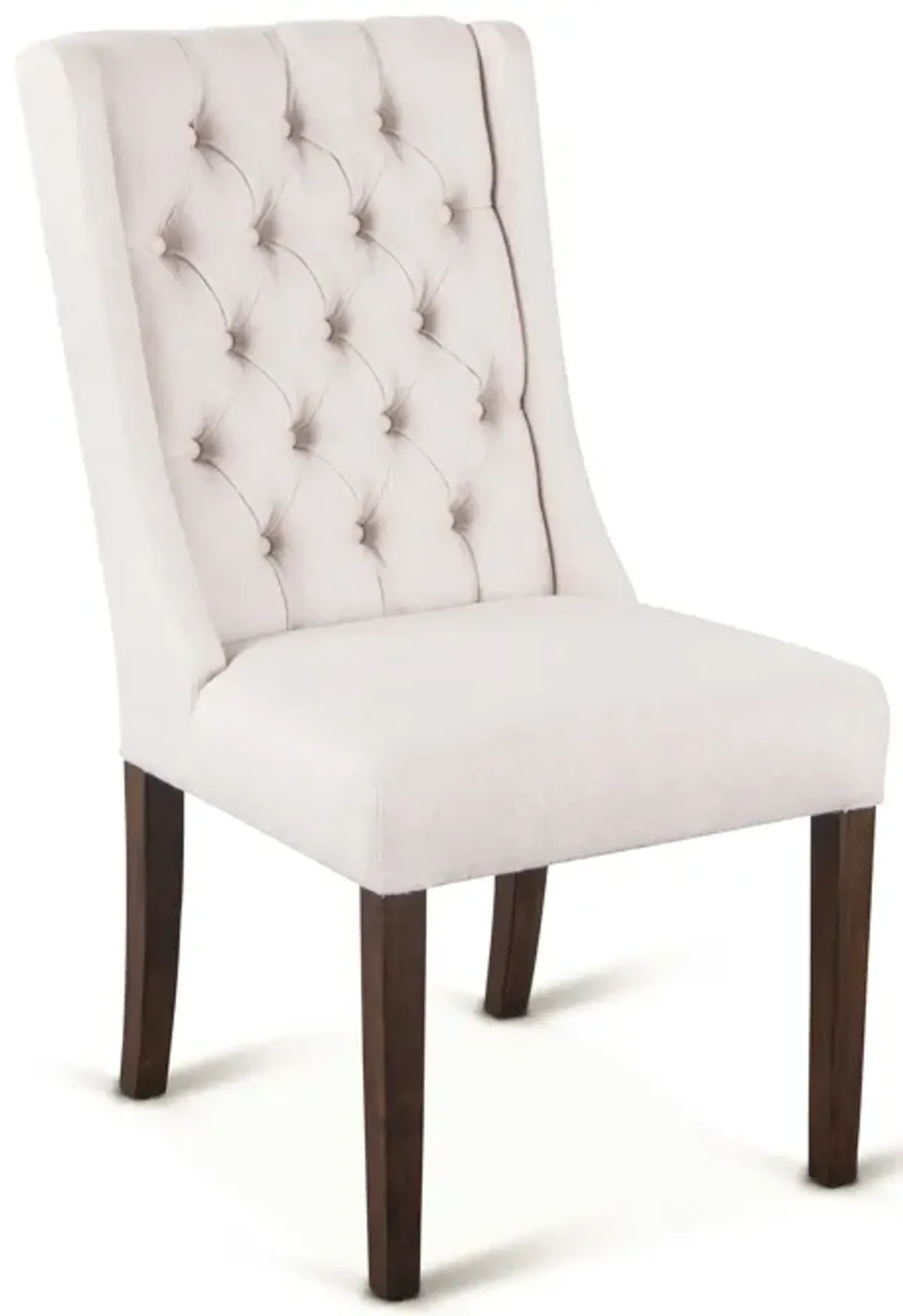 Home Trends Design Classic Tufted Off-White Linen Highback Upholstered Dining Chair with Walnut Legs