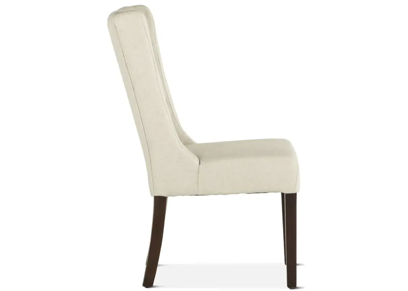 Home Trends Design Classic Tufted Off-White Linen Highback Upholstered Dining Chair with Walnut Legs