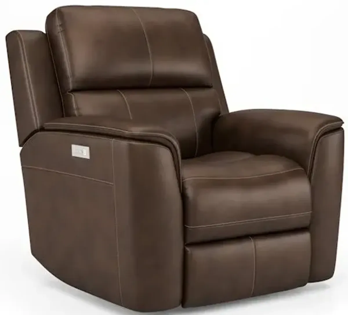 Flexsteel Henry Leather Power Recliner with Power Headrest & Lumbar in Hickory