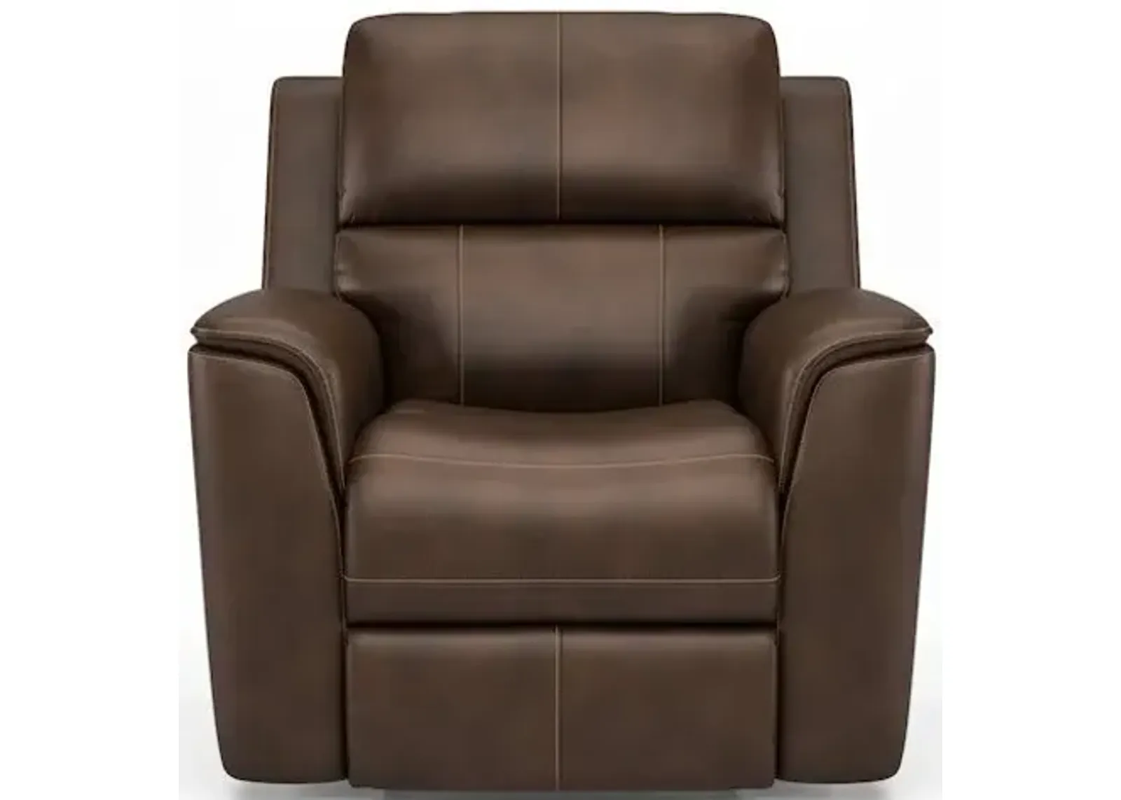 Flexsteel Henry Leather Power Recliner with Power Headrest & Lumbar in Hickory