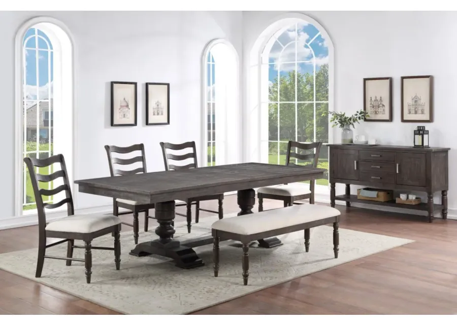 7 PIECE HUTCHINS TABLE + 6 SIDE CHAIRS