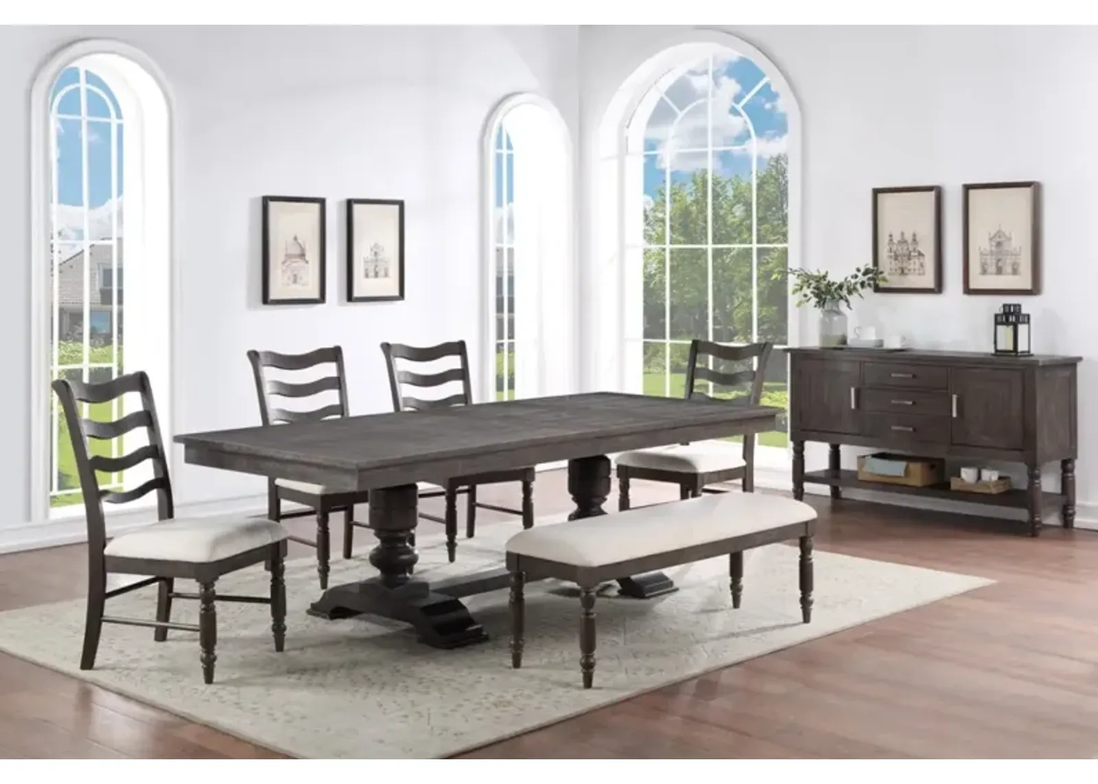 Steve Silver Rectangle 7-Piece Hutchins Table & 6 Side Chairs