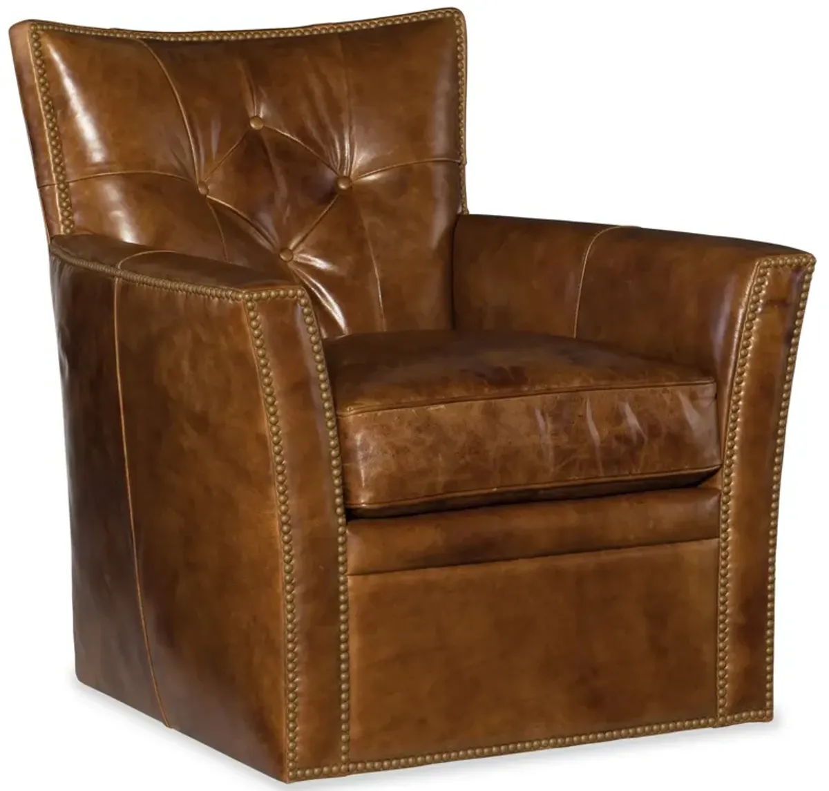 Hooker Furniture Conner Heavy Metal Gamma Leather Swivel Club Chair