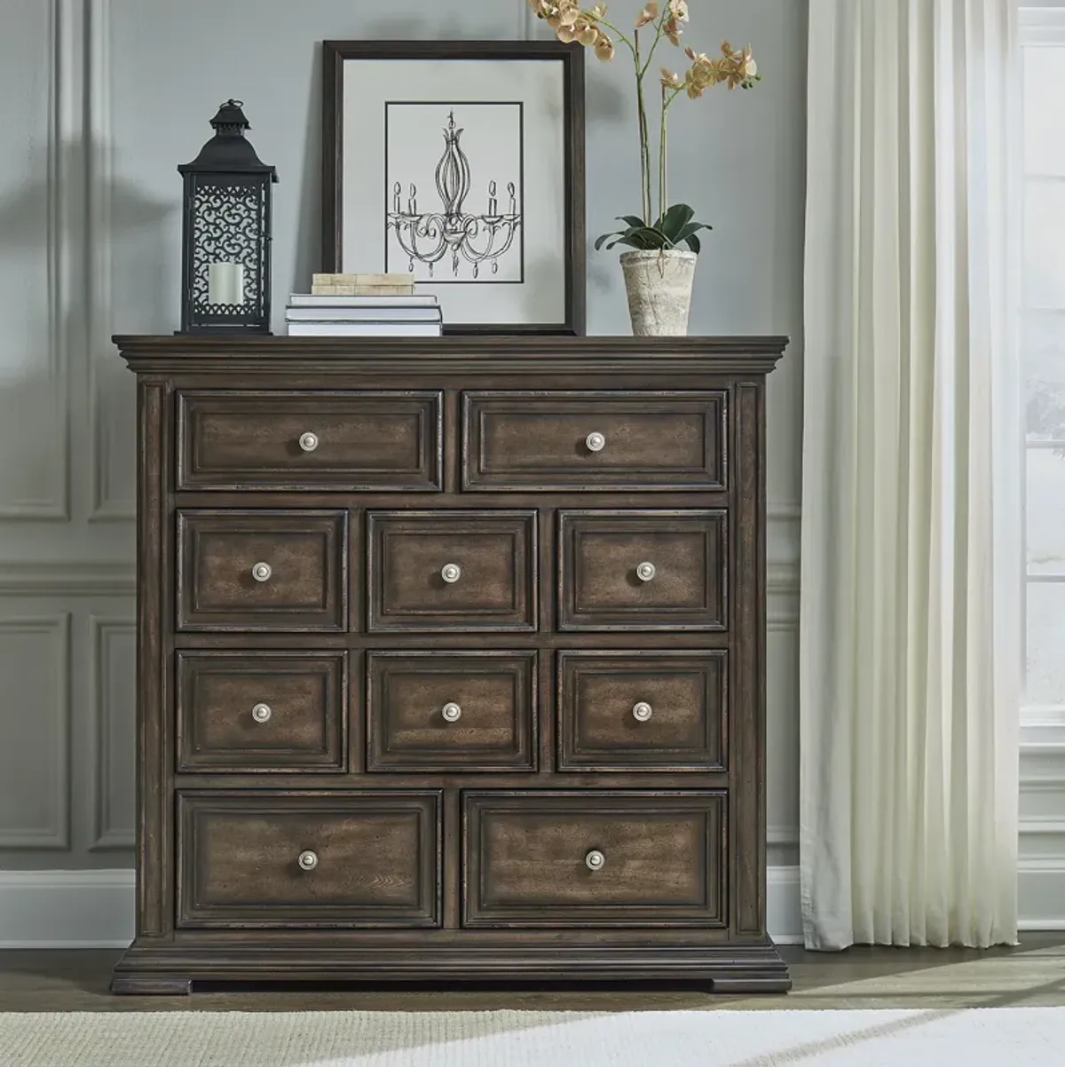 Liberty Furniture 10-Drawer Chesser with Brownstone Finish