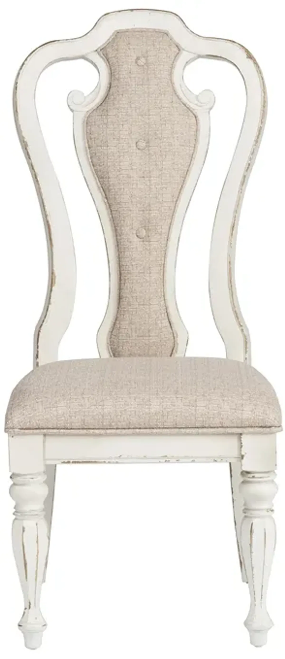 Liberty Furniture Magnolia Manor Antique White Splat- Back Upholstered Side Chair -