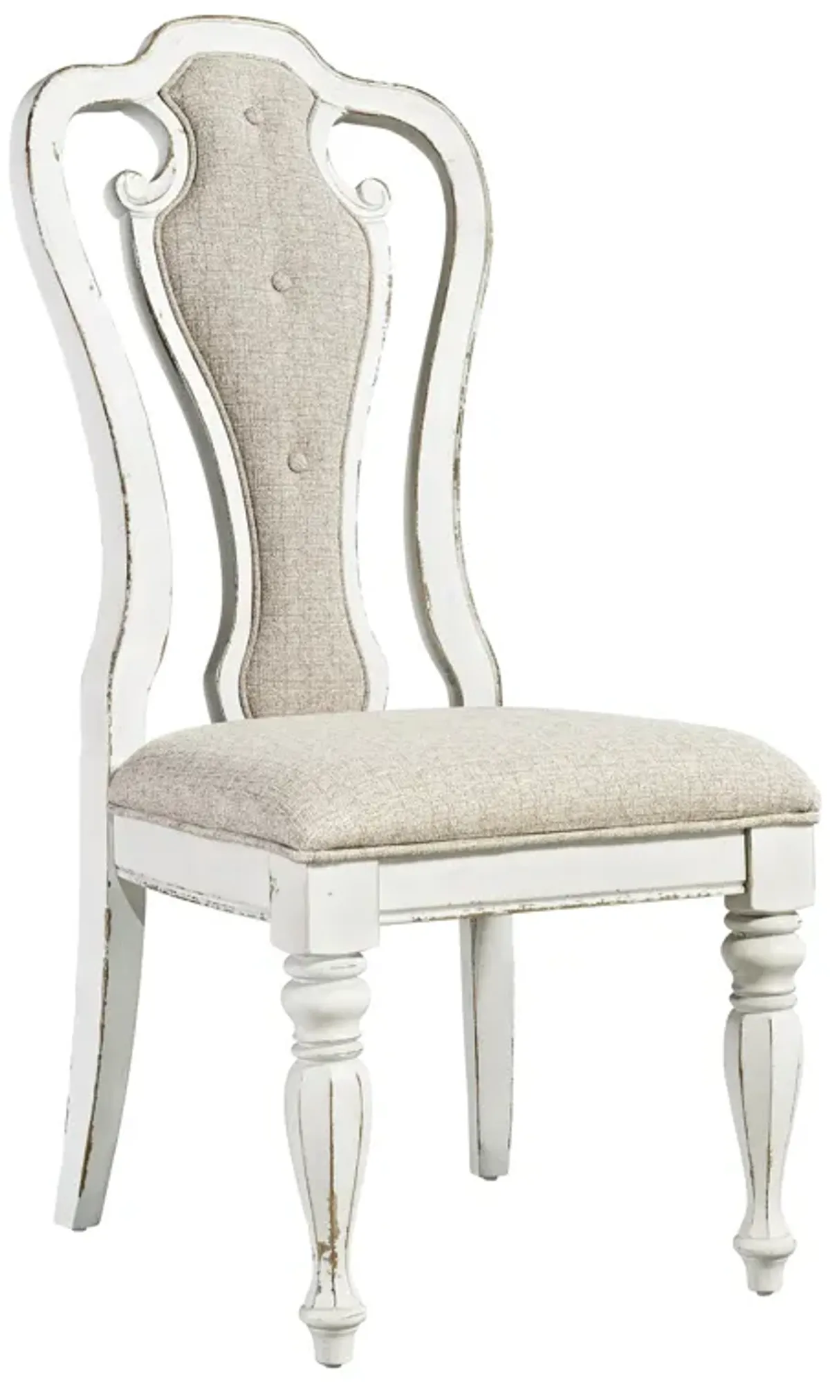 Liberty Furniture Magnolia Manor Antique White Splat- Back Upholstered Side Chair -