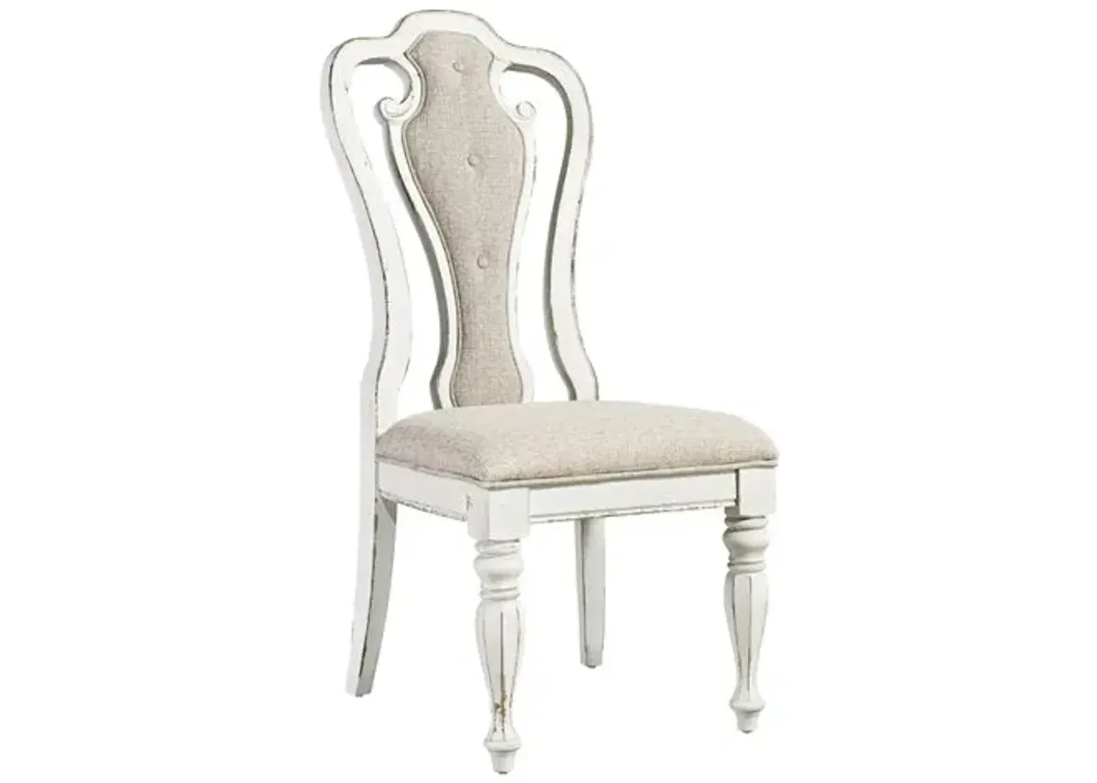 Liberty Furniture Magnolia Manor Antique White Splat- Back Upholstered Side Chair -