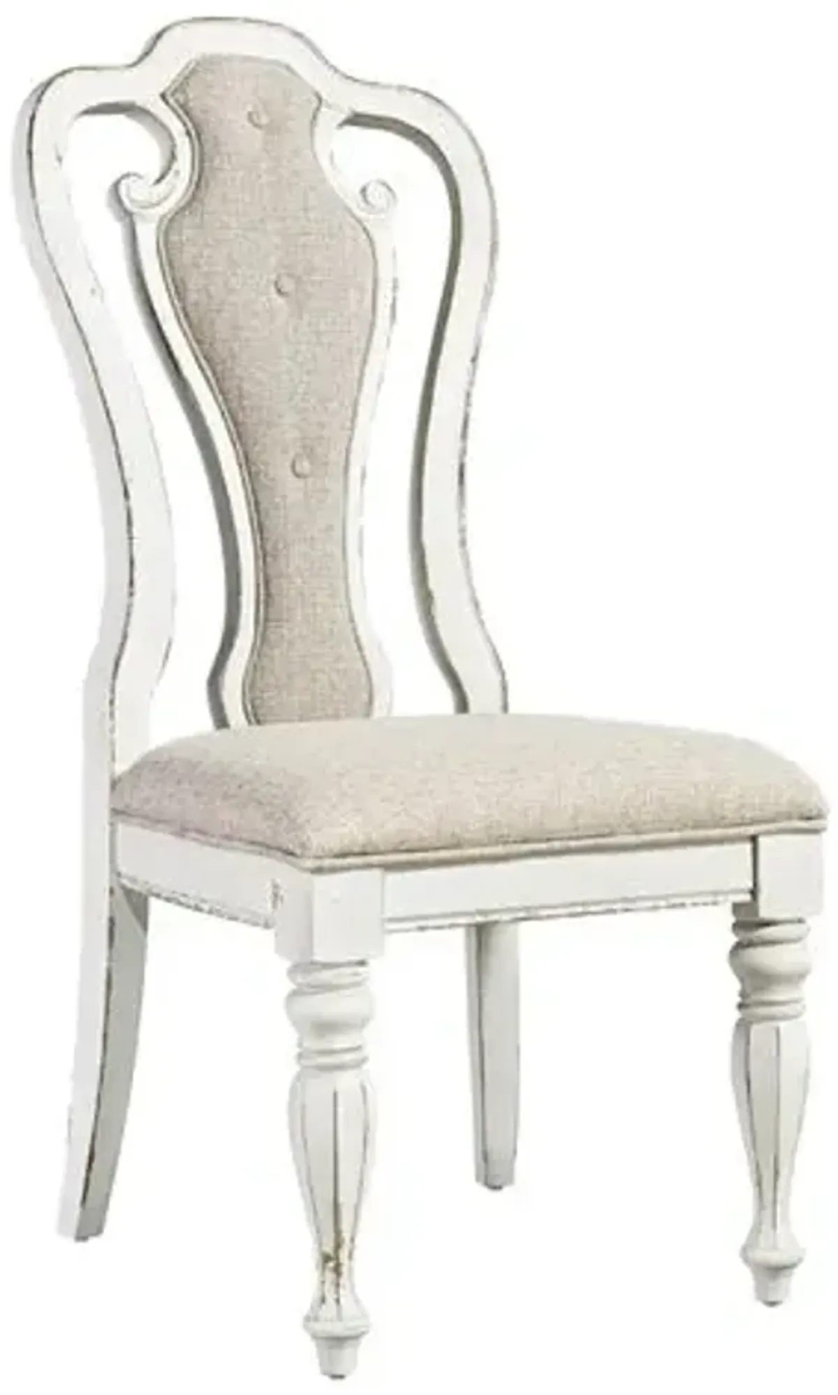 Liberty Furniture Magnolia Manor Antique White Splat- Back Upholstered Side Chair -