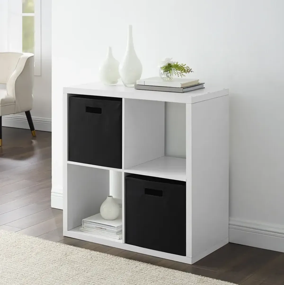 Linon Galli 4 Cubby Storage Cabinet White