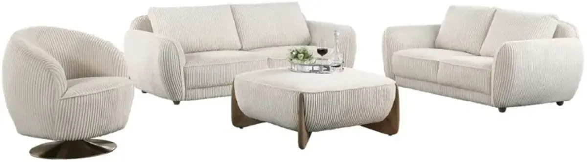 Chintaly Charleston Beige Modern 4-Piece Set with Sofa Loveseat Accent Chair & Ottoman