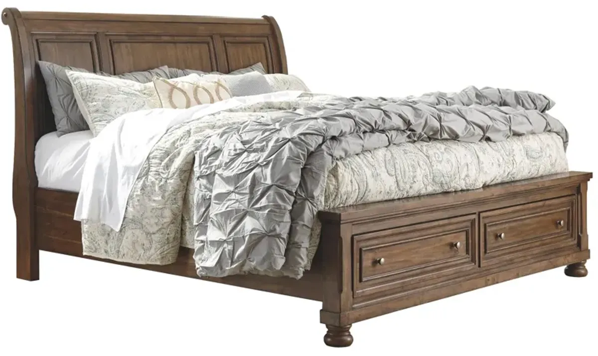 Ashley Flynnter Medium Brown King Sleigh Bed with 2 Storage Drawers