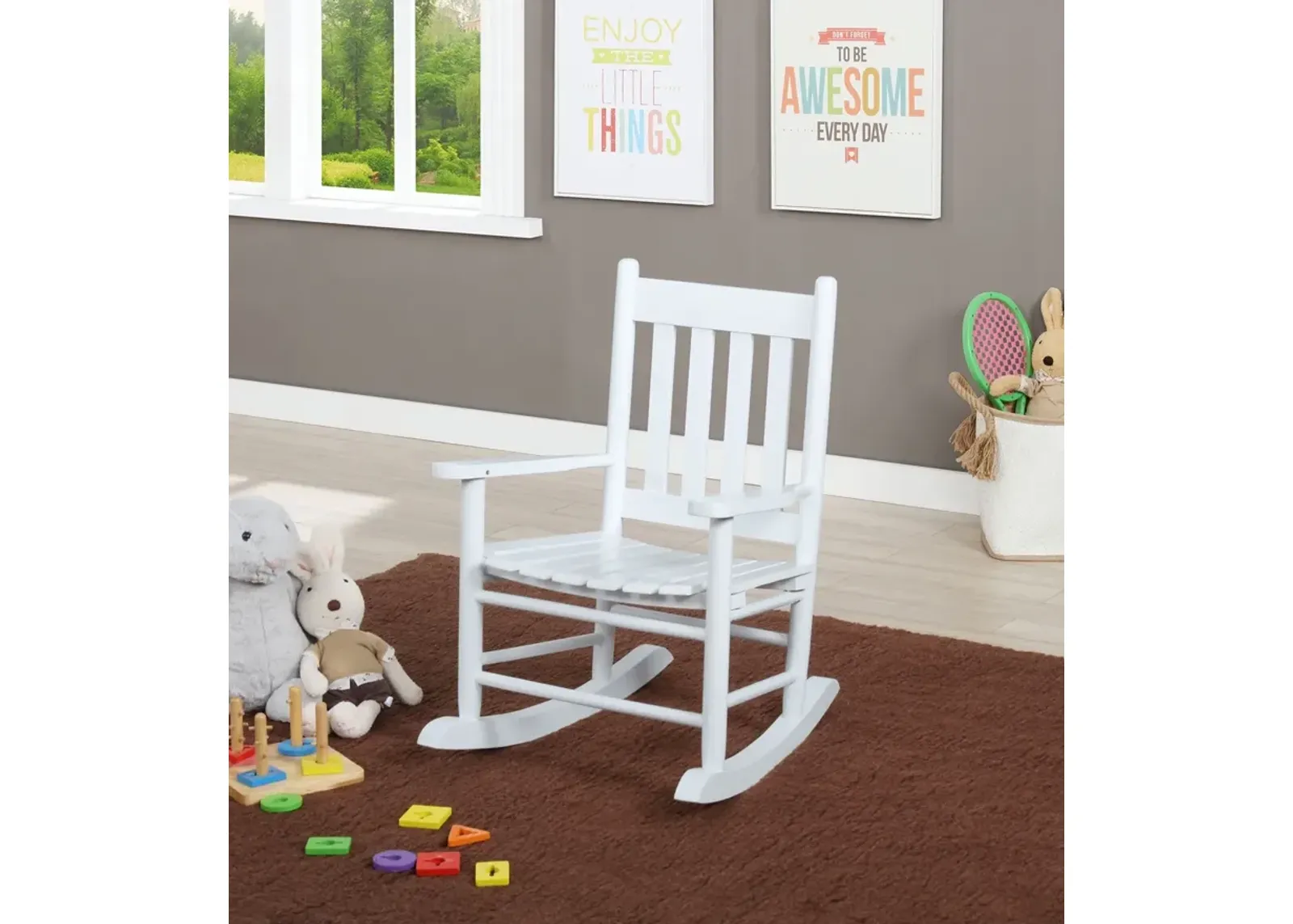 Coaster Annie Slat Back Solid Wood Kids Rocking Chair White