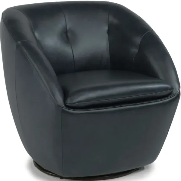 Flexsteel Wade Dark Blue Swivel Barrel Chair