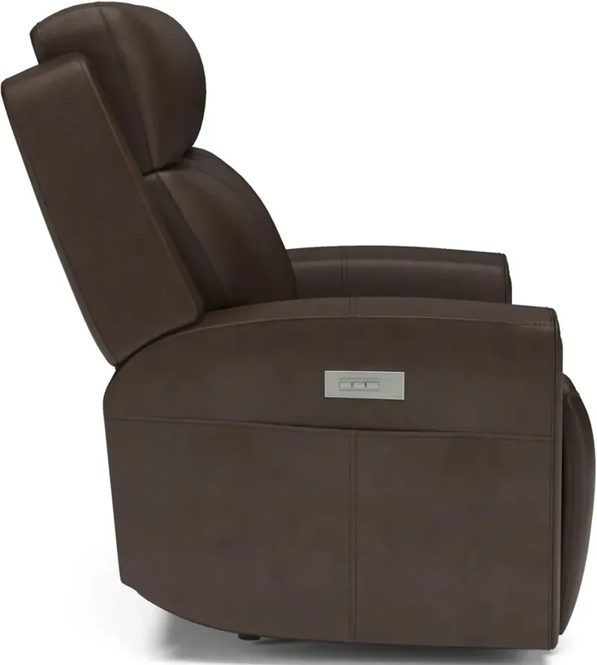 Flexsteel Barnett Chocolate Power Reclining Leather Loveseat with Power Headrests & Lumbar