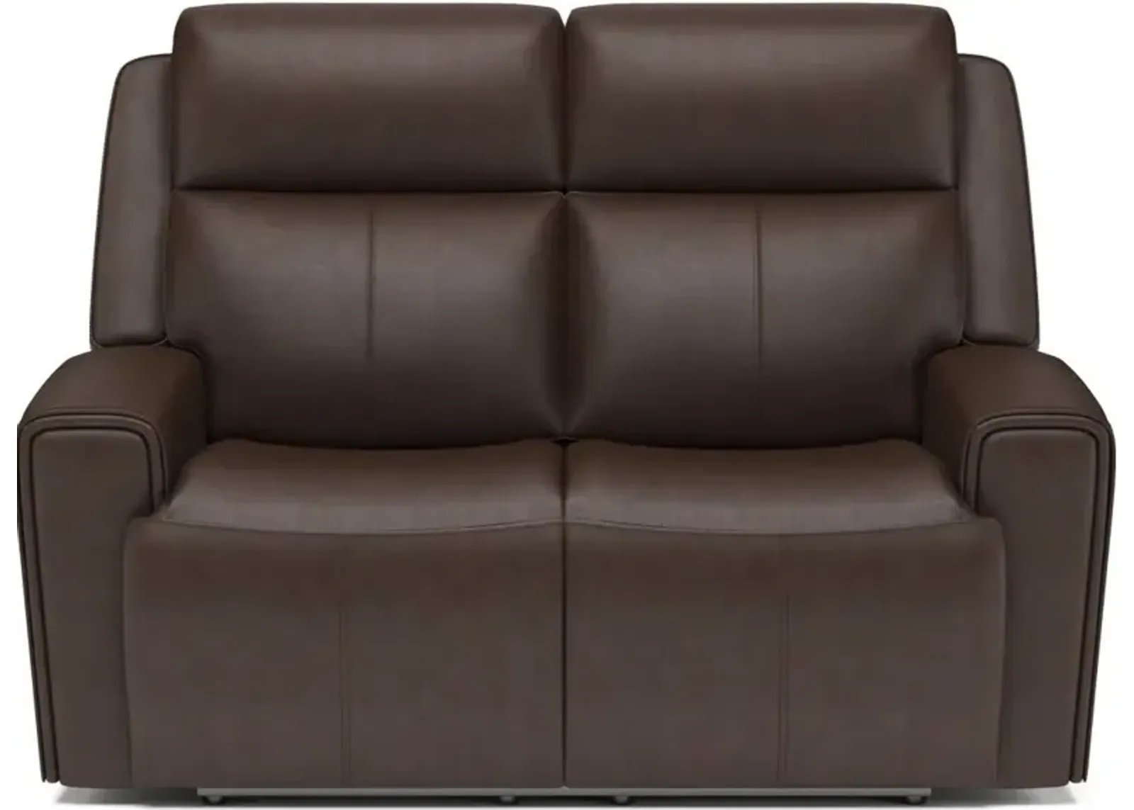 Flexsteel Barnett Chocolate Power Reclining Leather Loveseat with Power Headrests & Lumbar