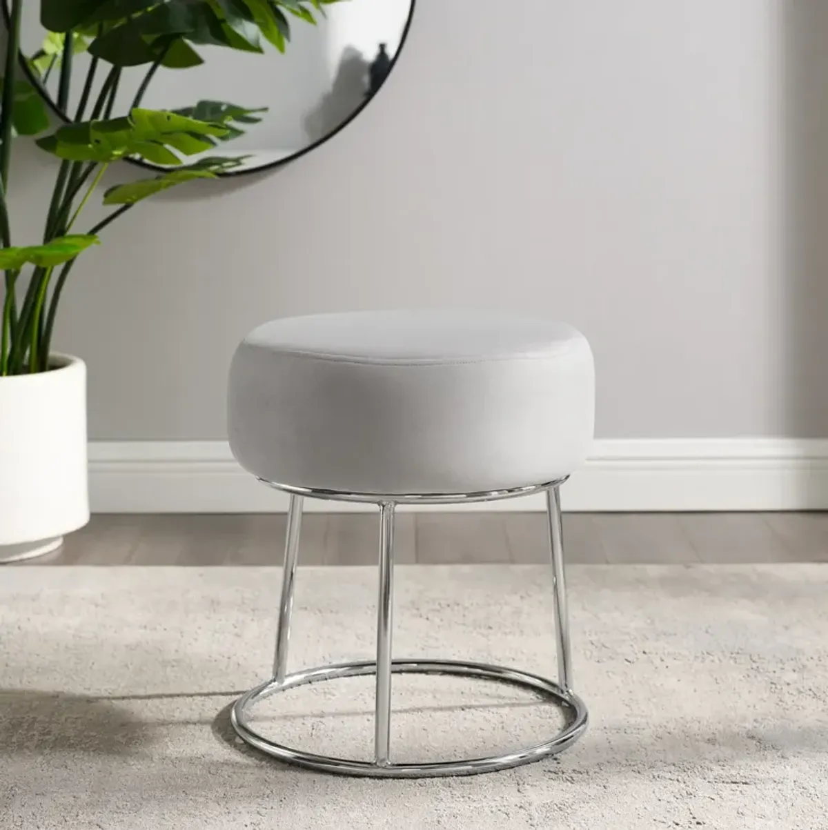 Linon Bandi Accent Vanity Stool Grey