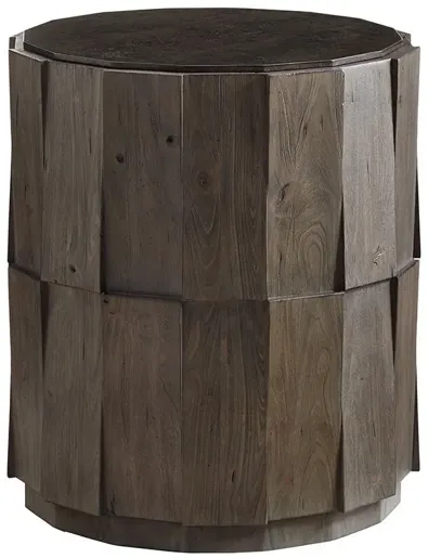 EVERETT ROUND TRAVERTINE END TABLE CYPRESS POINT