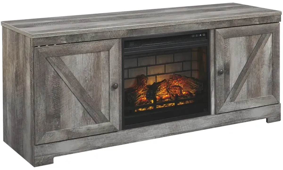 Ashley Wynnlow Gray 63 Inch TV Stand with Electric Fireplace 5386 BTU/1500W