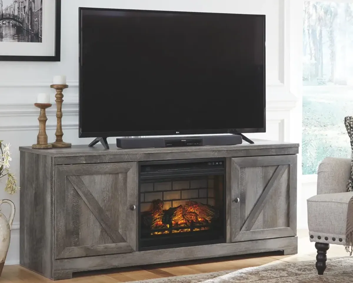 Ashley Wynnlow Gray 63 Inch TV Stand with Electric Fireplace 5386 BTU/1500W