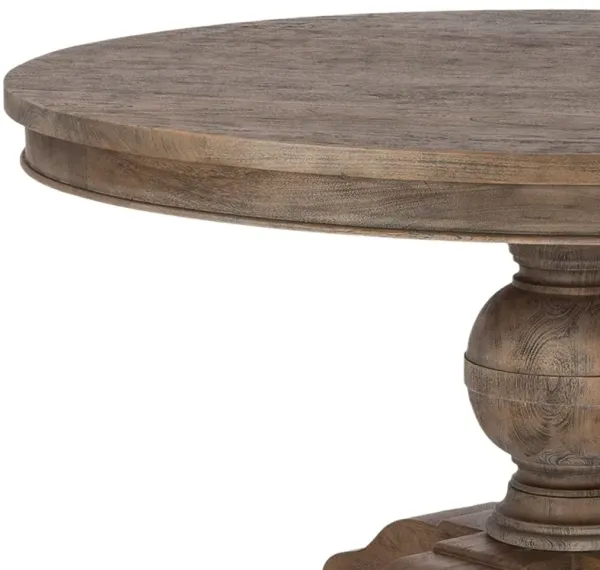 Home Trends Design Colonial Plantation 72" Round Dining Table in Weathered Teak Finish