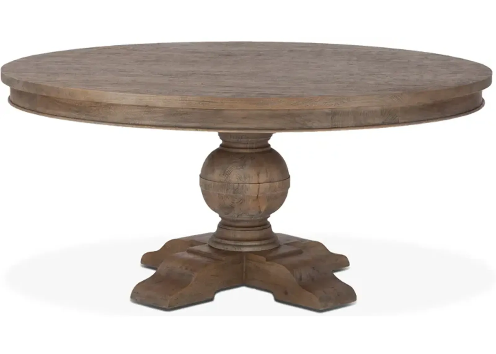 Home Trends Design Colonial Plantation 72" Round Dining Table in Weathered Teak Finish