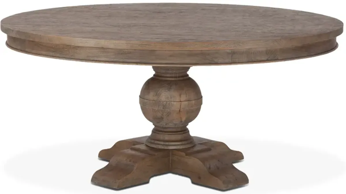 Home Trends Design Colonial Plantation 72" Round Dining Table in Weathered Teak Finish