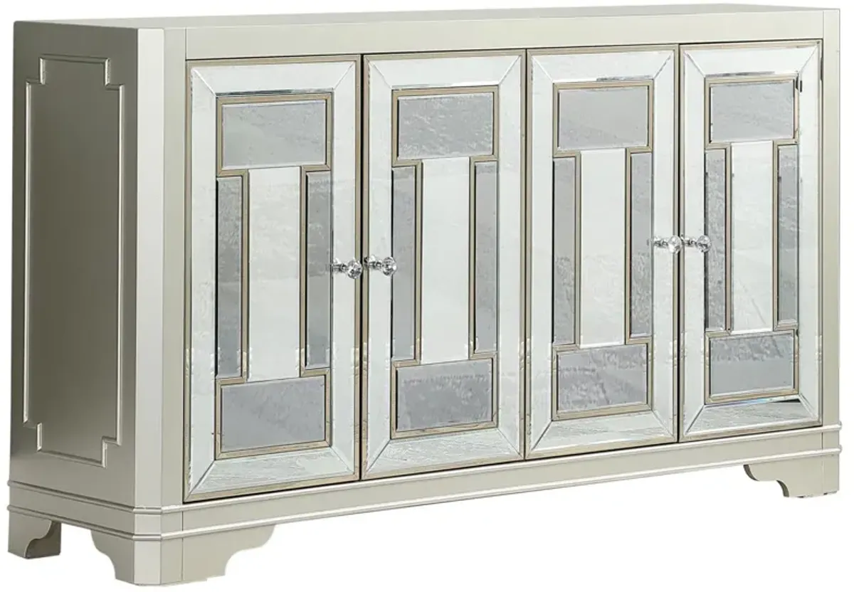 Coaster Toula 4-Door Accent Cabinet Smoke & Champagne