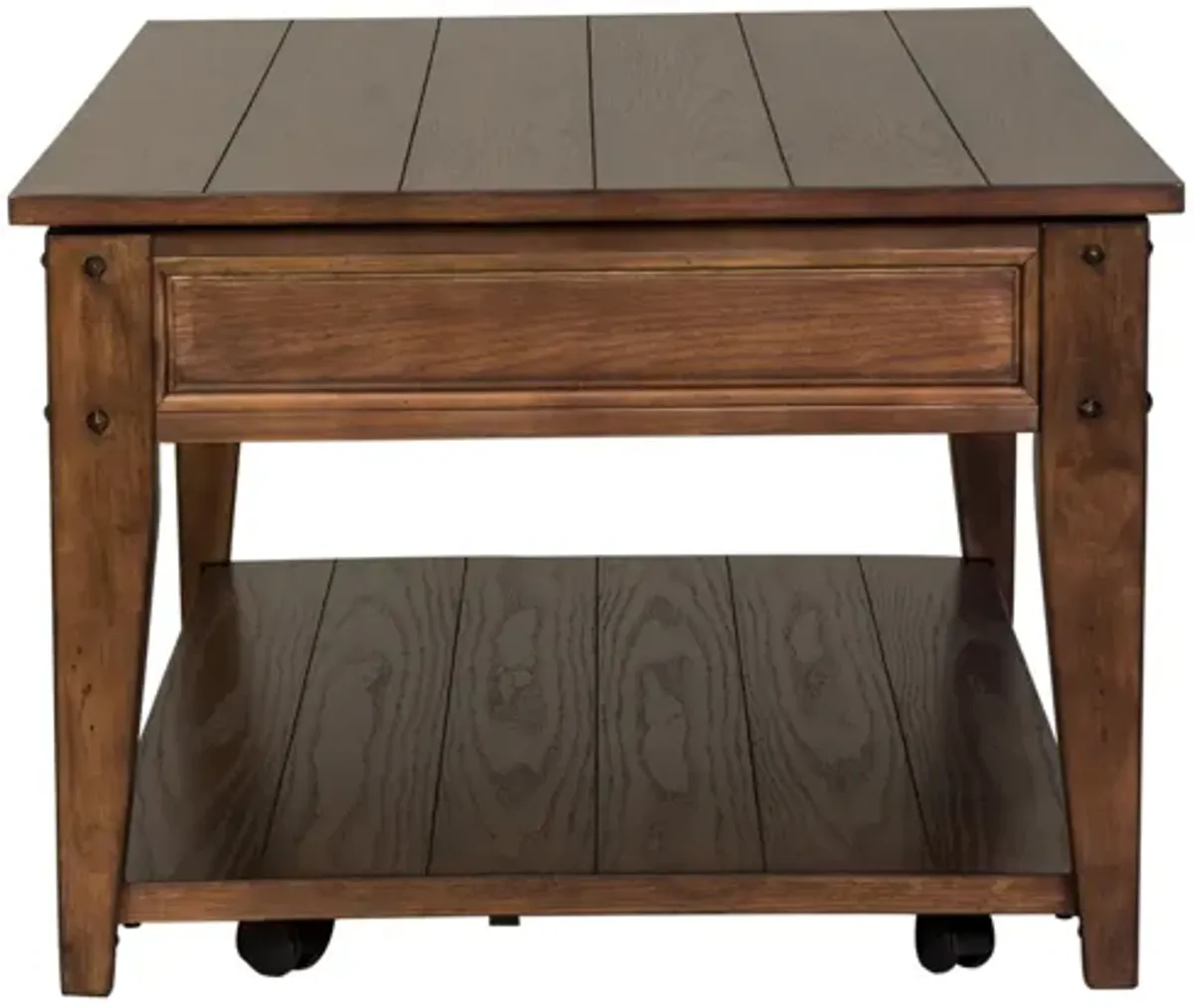 Lake House Rustic Brown Oak Lift Top Cocktail Table