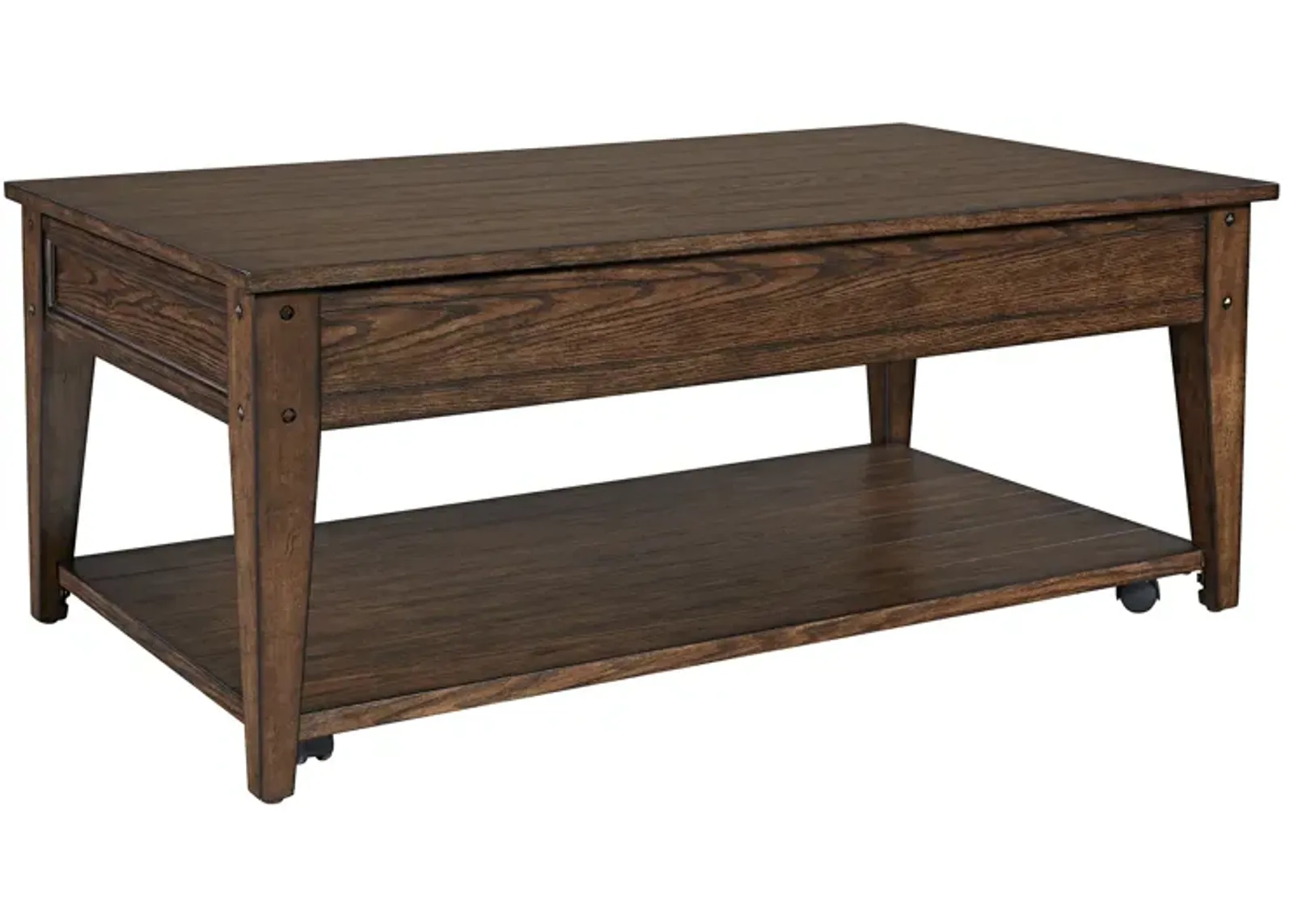 Lake House Rustic Brown Oak Lift Top Cocktail Table