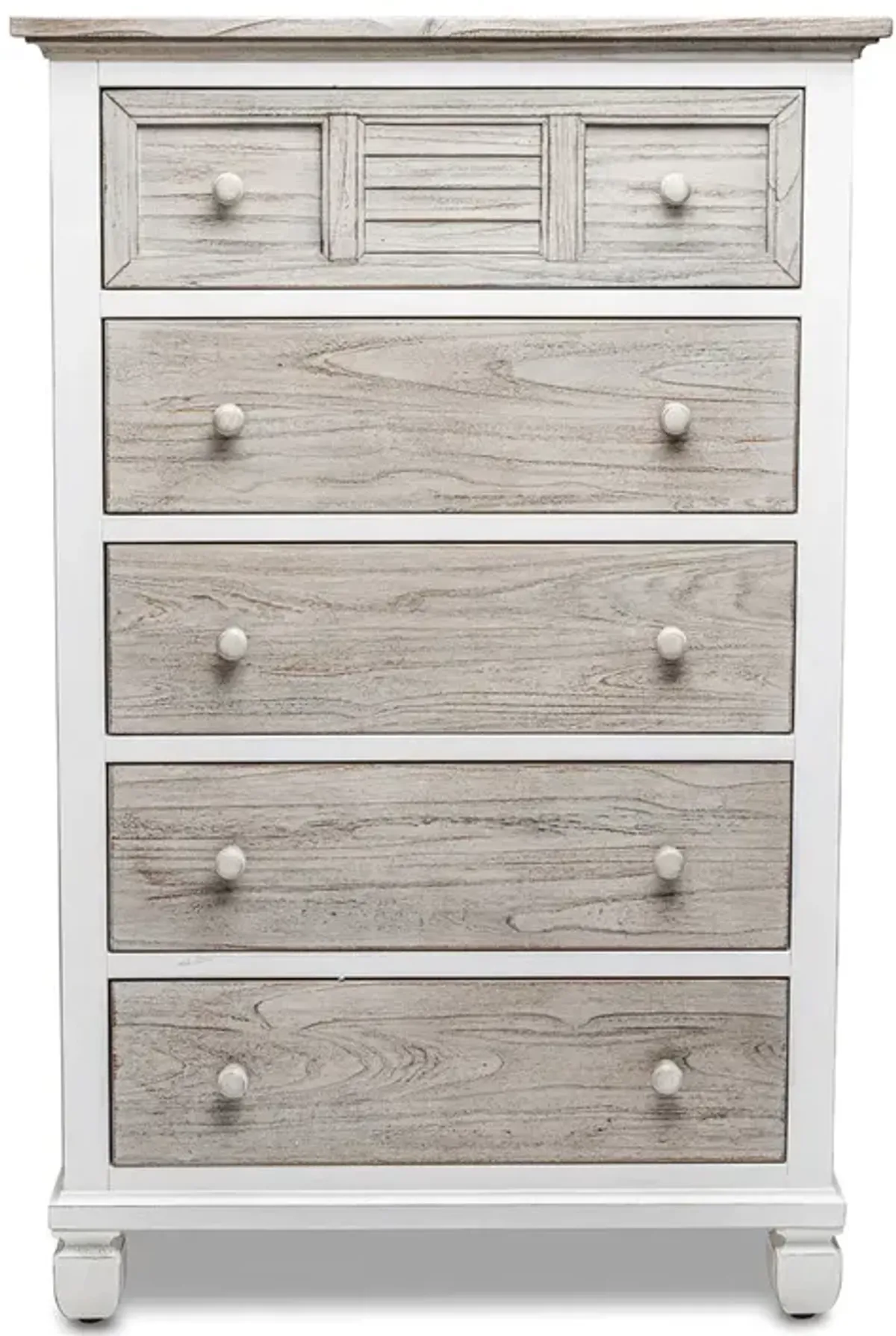 Seawinds Islamorada Clean White & Grey Distressed Grey 5-Drawer Chest