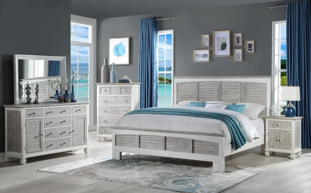 Seawinds Islamorada Clean White & Grey Distressed Grey 5-Drawer Chest