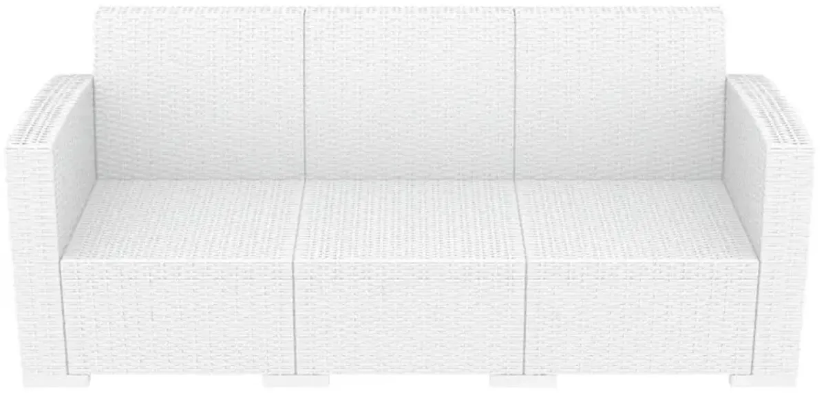 MONACO RESIN PATIO SOFA WHITE WITH SUNBRELLA NATURAL CUSHION