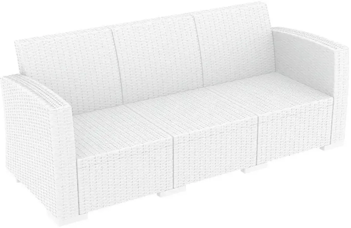 MONACO RESIN PATIO SOFA WHITE WITH SUNBRELLA NATURAL CUSHION